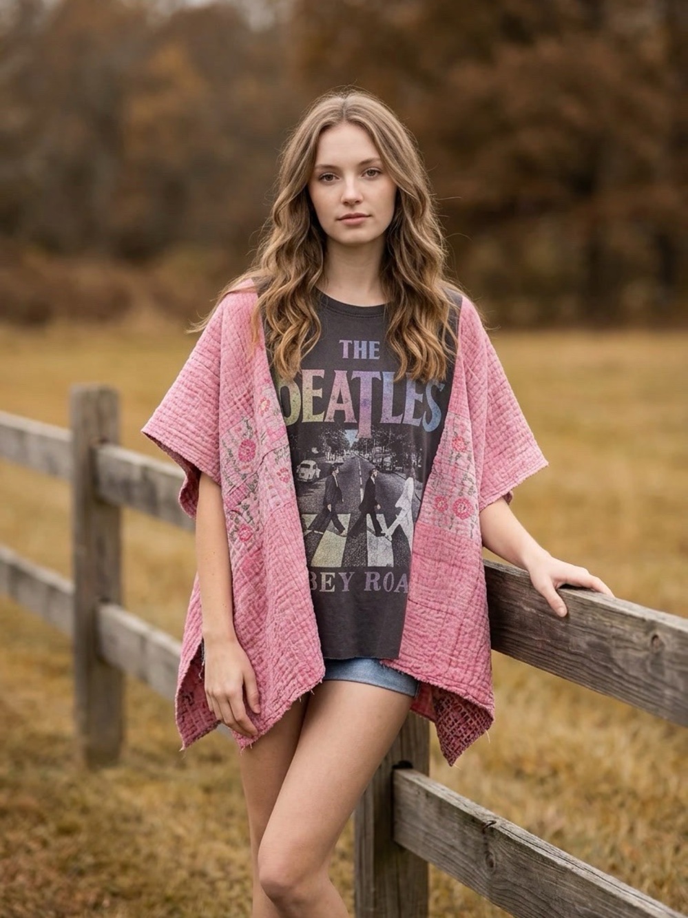 Handcrafted Upcycled The Beatles Kantha Tunic NWT One Size